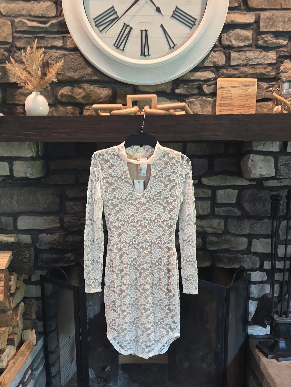 Women’s Lace Midi Dress – White/Cream - Picture 1 of 7